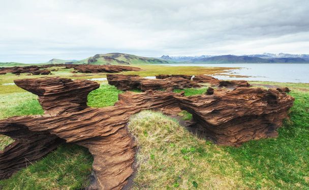 Scenic view of volcanic rocks in Iceland - Fotó, kép