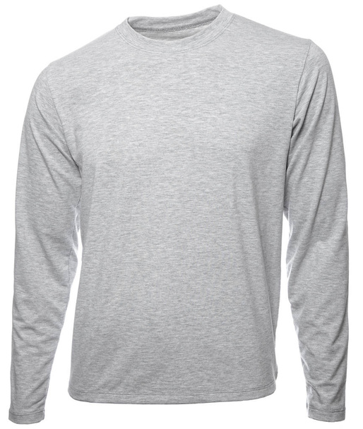 Camisa de algodón Heather gris manga larga en isol maniquí invisible - Foto, imagen