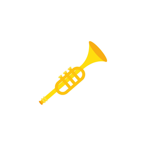 trombita zene lapos stílusú ikon - Vektor, kép