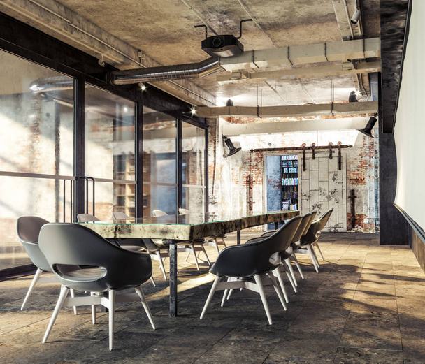 Loft meeting sul posto di lavoro, interior design rendering
 - Foto, immagini
