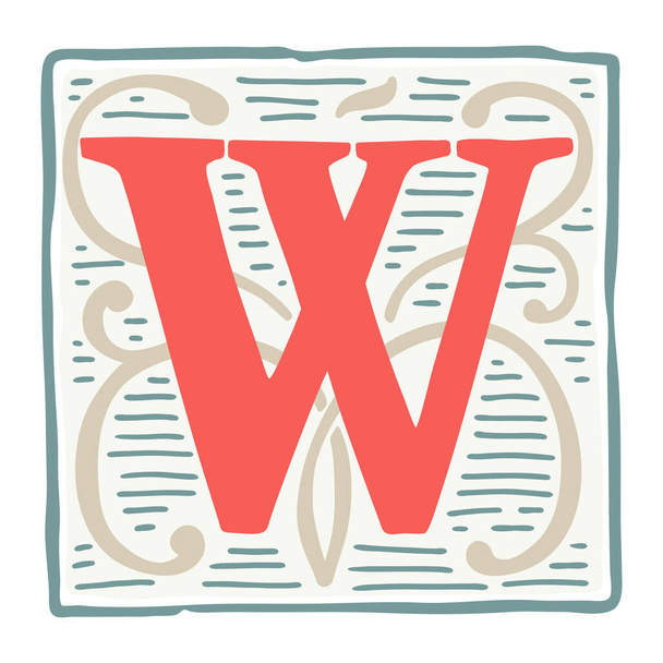 Logo lettre Renaissance W aux couleurs vintage classiques
. - Vecteur, image