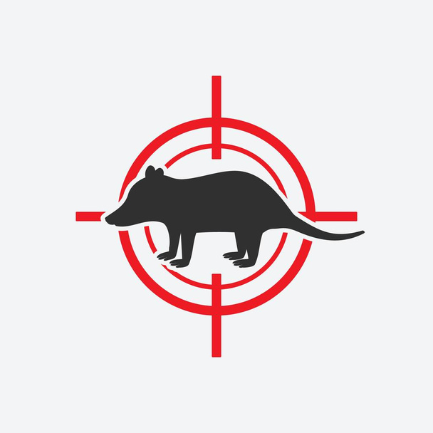 Opossum silhouette. Animal pest icon red target - Vecteur, image