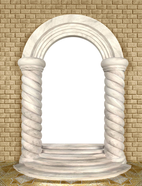 Arco com colunas e passos ilustração 3D renderização 3D
 - Foto, Imagem
