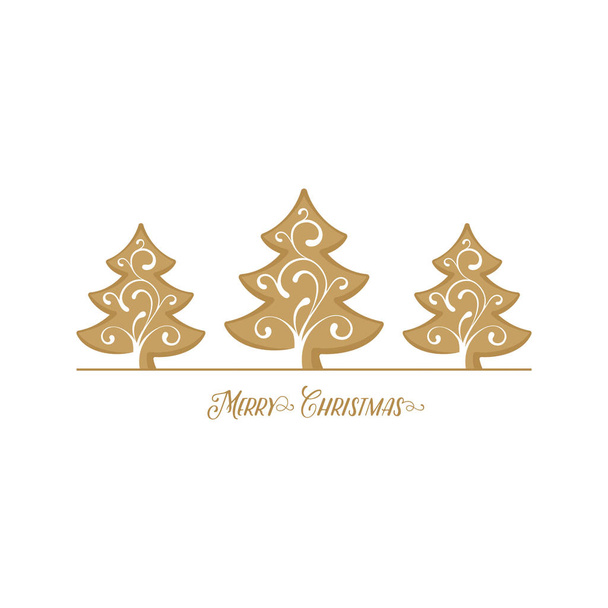 Golden Christmas Trees decoration card element background - Vektör, Görsel