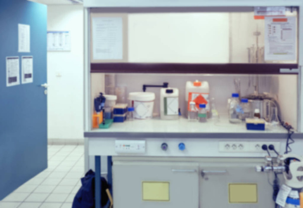 Scientific background: blurred interior of laboratory fume hood in modern laboratory. This is defocused background image, no focus point here. Can be used as a background for your presentation.  - Valokuva, kuva