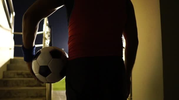 Футбольний арбітр тримає м'яч у полі
 - Кадри, відео