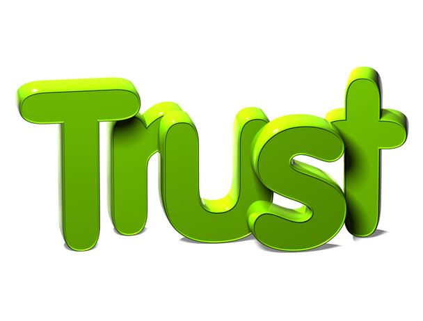 3D-groen woord vertrouwen op witte achtergrond - Foto, afbeelding
