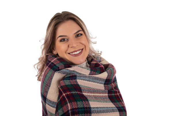 Woman wearing winter scarf - 写真・画像