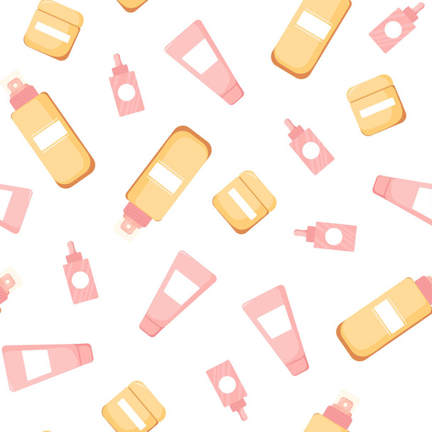 Seamless pattern with cute skincare - Vector, Image