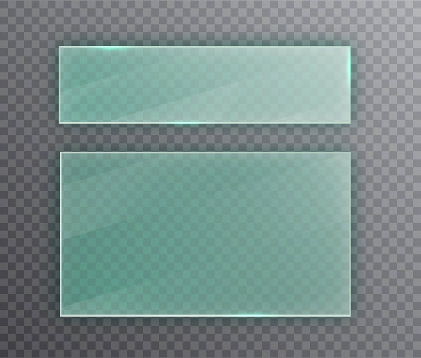 Glass frames collection. Realistic transparent glass banner with glare. Vector design element. - Vector, Image