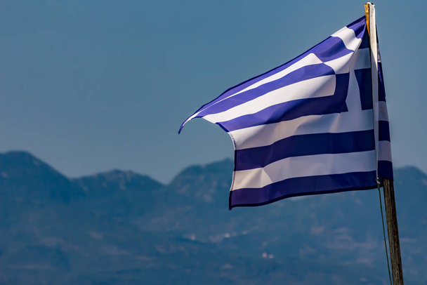 Griekse nationale vlag, Helleense Republiek, gr. - Foto, afbeelding