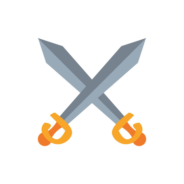 medieval swords crossed flat style icon - Vector, Image