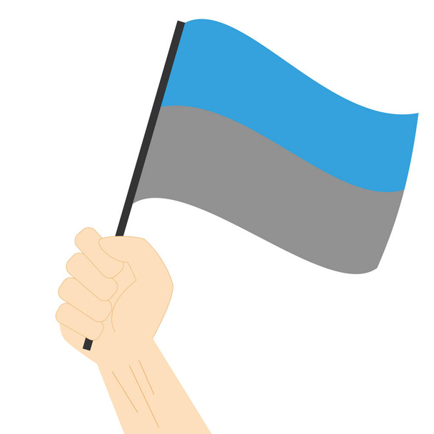 Χέρι κρατώντας και υψώνοντας Autosexual σημαία υπερηφάνεια απομονώνονται σε λευκό φόντο - Διάνυσμα, εικόνα