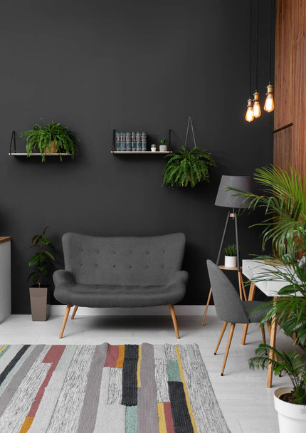 Stylish room interior with beautiful plants. Home design idea - Foto, afbeelding