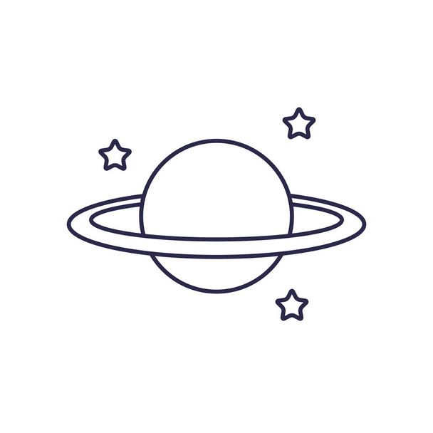 Universum saturierten Planeten Linie Stil-Symbol - Vektor, Bild