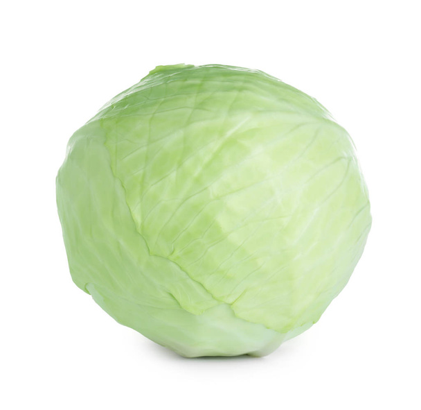 Whole fresh ripe cabbage isolated on white - Photo, Image