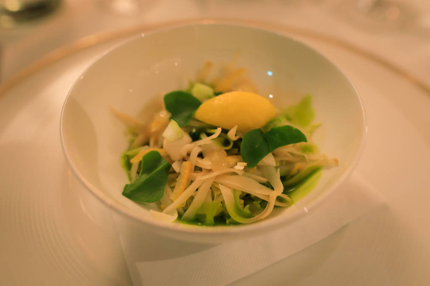 Dinner star cuisine - parsley, yuzu and cordifole - Photo, Image