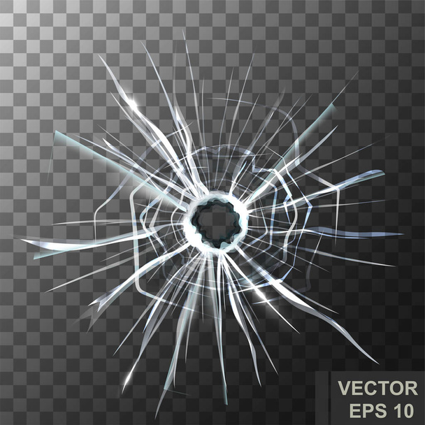 The Shard. Broken glass. Crack. Transparent. For your design. - Vector, afbeelding