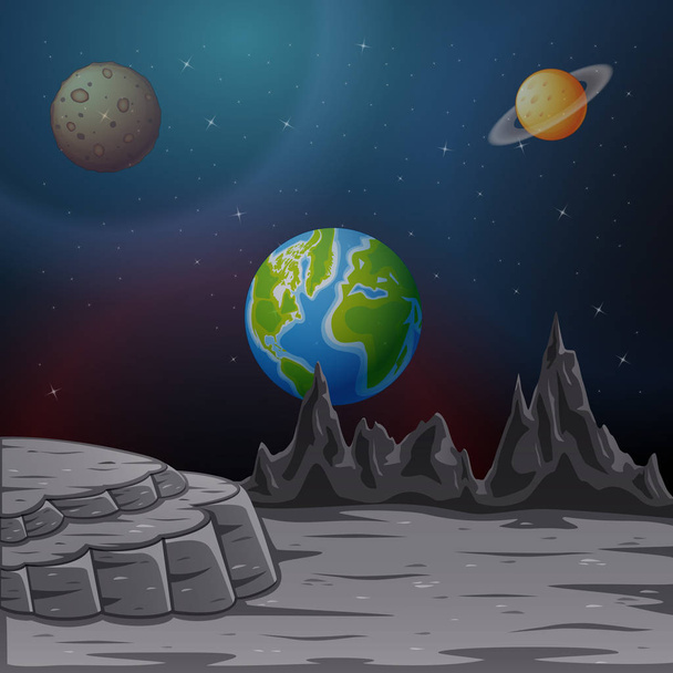 Space background with planets and sky illustration - Vector, Image