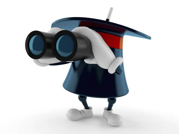 Personaje de sombrero mágico mirando a través de binoculares
 - Foto, imagen