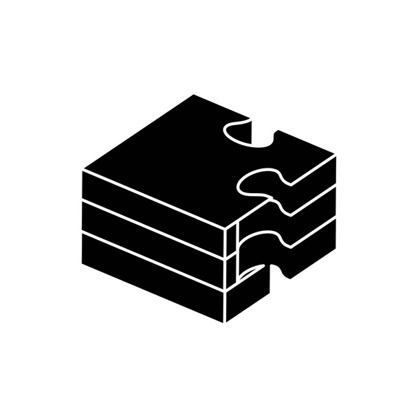 silhouet van puzzelstukje geïsoleerd icoon - Vector, afbeelding