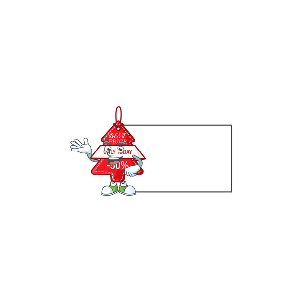 Natal melhor preço tag com estilo de personagem de desenho animado bordo
 - Vetor, Imagem