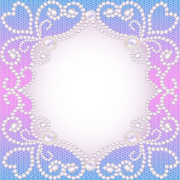 wedding background with frame ornament with pearls and precious - Vektori, kuva