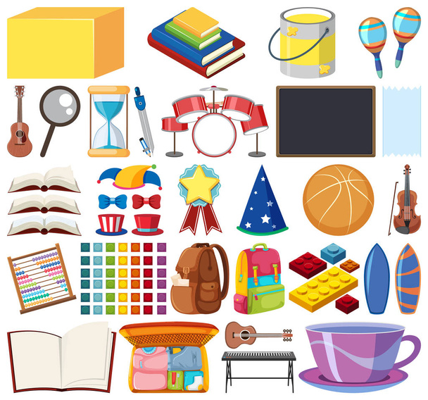 Set of isolated objects theme school itmes - Vector, Image