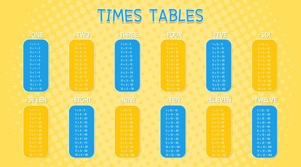 Wzór tabel czasu na kolorowym tle - Wektor, obraz