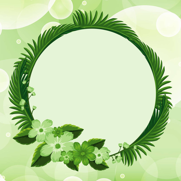 Background design with green flowers - Vector, Image