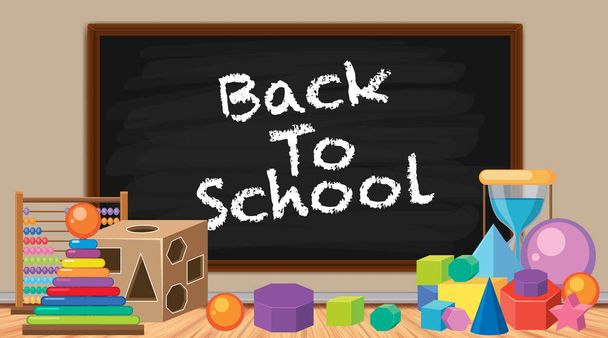 Back to school sign with many toys - Вектор, зображення