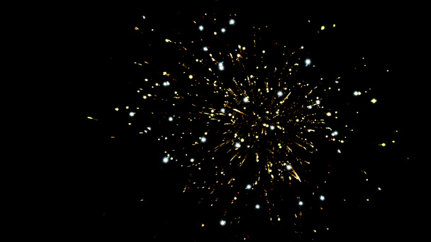 golden traditional fireworks in night sky, isolated on black - Photo, Image