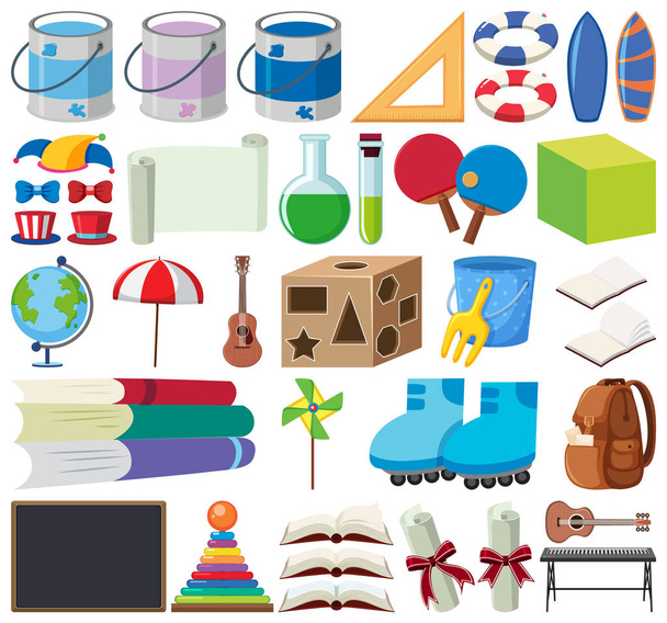 Set of isolated objects theme stationeries - Vector, Image
