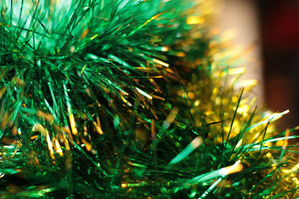 装飾クリスマスツリーおもちゃマクロ写真輝く背景 - 写真・画像