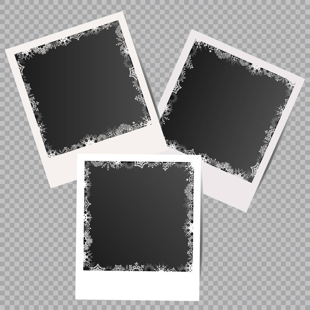Conjunto de marcos de fotos blancas de invierno con sombras
 - Vector, imagen