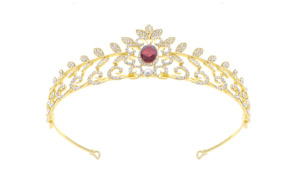 arany korona rubinokkal fehér alapon - Fotó, kép