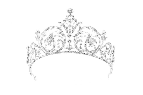 tiara plateada con diamantes sobre fondo blanco
 - Foto, imagen
