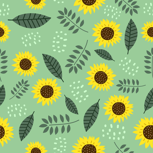 Seamless pattern with creative decorative flowers in scandinavian style. Botanical repeated floral drawing. Great for fabric, textile. Vector background - Wektor, obraz