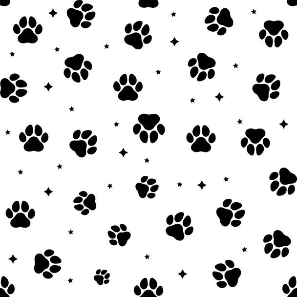 Animal paws seamless pattern. Vector illustration. - Vector, Image