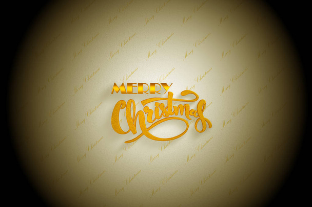 Επιγραφή Καλά Χριστούγεννα με χρυσά γράμματα σε λευκό φόντο - Φωτογραφία, εικόνα