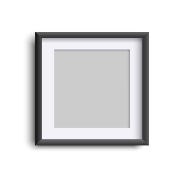 Frame blank isolated on white, realistic square black photoframe - Vector, Image