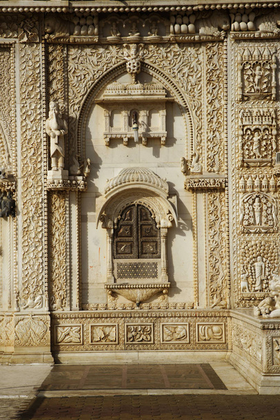 Marble entrance wall at Rats Temple or Karani Mata Temple, Deshnok, Bikaner, Rajasthan, India - Photo, Image