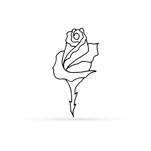 doodle rose icon, kids hand drawing line art, flower vector illustration - Vector, Image