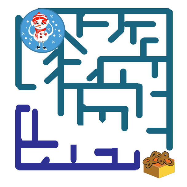 Jogo de labirinto de Papai Noel - Ajude o Papai Noel a encontrar seu saco de presentes: Quebra-cabeça de labirinto com solução
 - Vetor, Imagem