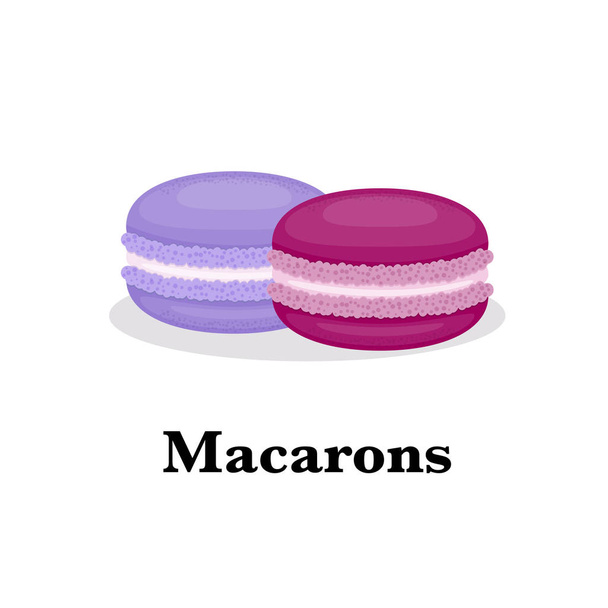 Macarons. French macaroons. Colorful sweet sandwich cookie.  - Vector, Image