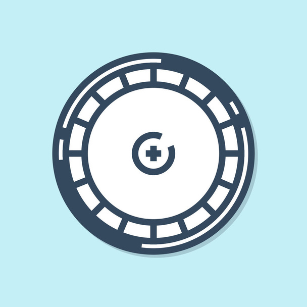 Blaue Linie Casino Roulette Rad Symbol isoliert auf blauem Hintergrund. Vektorillustration - Vektor, Bild
