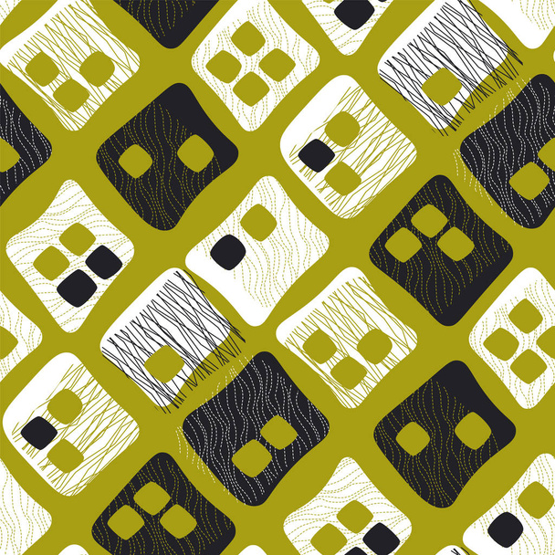 Midcentury checkered pattern in chartreuse color - Vector, Image