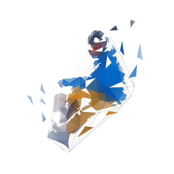 Snowboarding, low poly geometric illustration, abstract isolated - Διάνυσμα, εικόνα