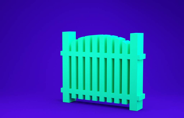 Recinzione giardino verde icona di legno isolato su sfondo blu. Concetto minimalista. Illustrazione 3d rendering 3D - Foto, immagini