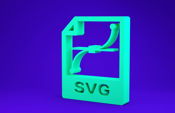 Έγγραφο αρχείου Green Svg. Κατεβάστε το εικονίδιο του κουμπιού svg απομονωμένο σε μπλε φόντο. Σύμβολο αρχείου Svg. Μινιμαλιστική έννοια. 3D απεικόνιση 3d καθιστούν - Φωτογραφία, εικόνα
